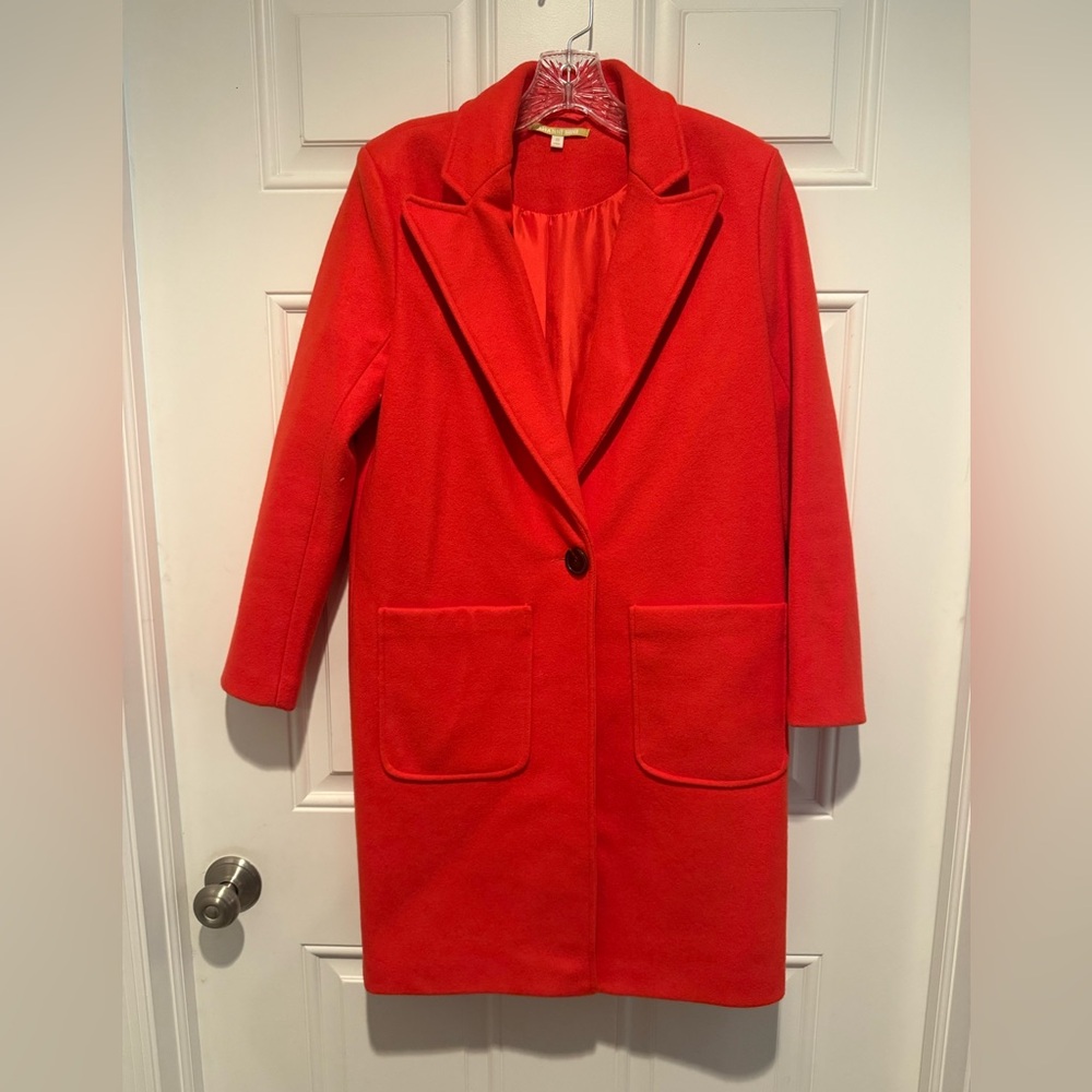 Gianni Bini Sammy One Button Wool Blend Jacket in Bright Orange Size: XS